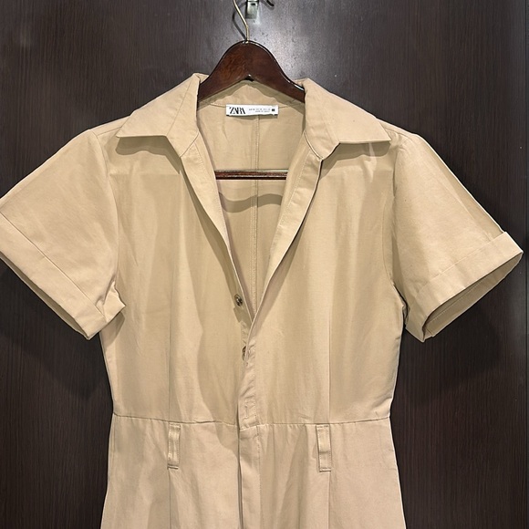 🌟 Zara Khaki / Tan Utility Jumpsuit – Size M – NWOT 🌟 - Picture 4 of 11